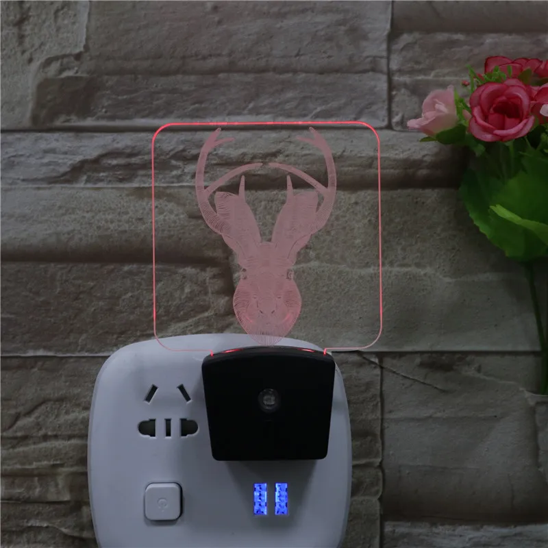 7 Colors Change Creative Kid Gift Heart Shape USB Plug In Acrylic 3D Led Night Light