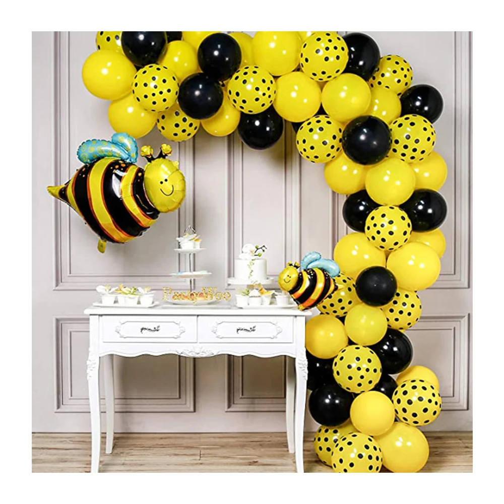 RUI YI Bee Balloons arch kit Black and Yellow Balloons Yellow Polka Dot Balloon sun animal birthday party decoration