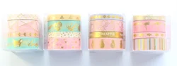 Cute gold foil school decoration washi tapes for diary planner notebook stationery, DIY kraft masking tape for photos,4pcs