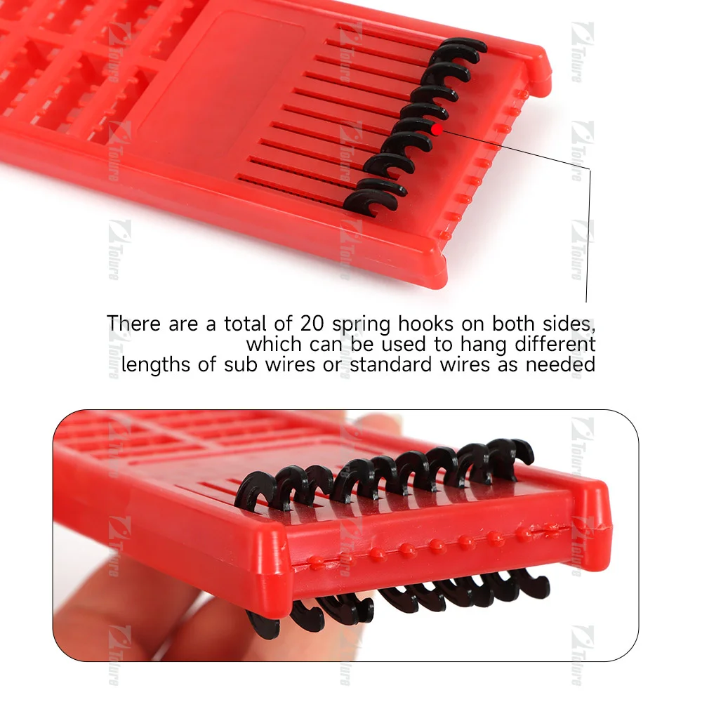 Tolure Fishing Accessory Carp Plastic Winding Board with 20 Spring Hook Suitable Hanging Lengths of Lines