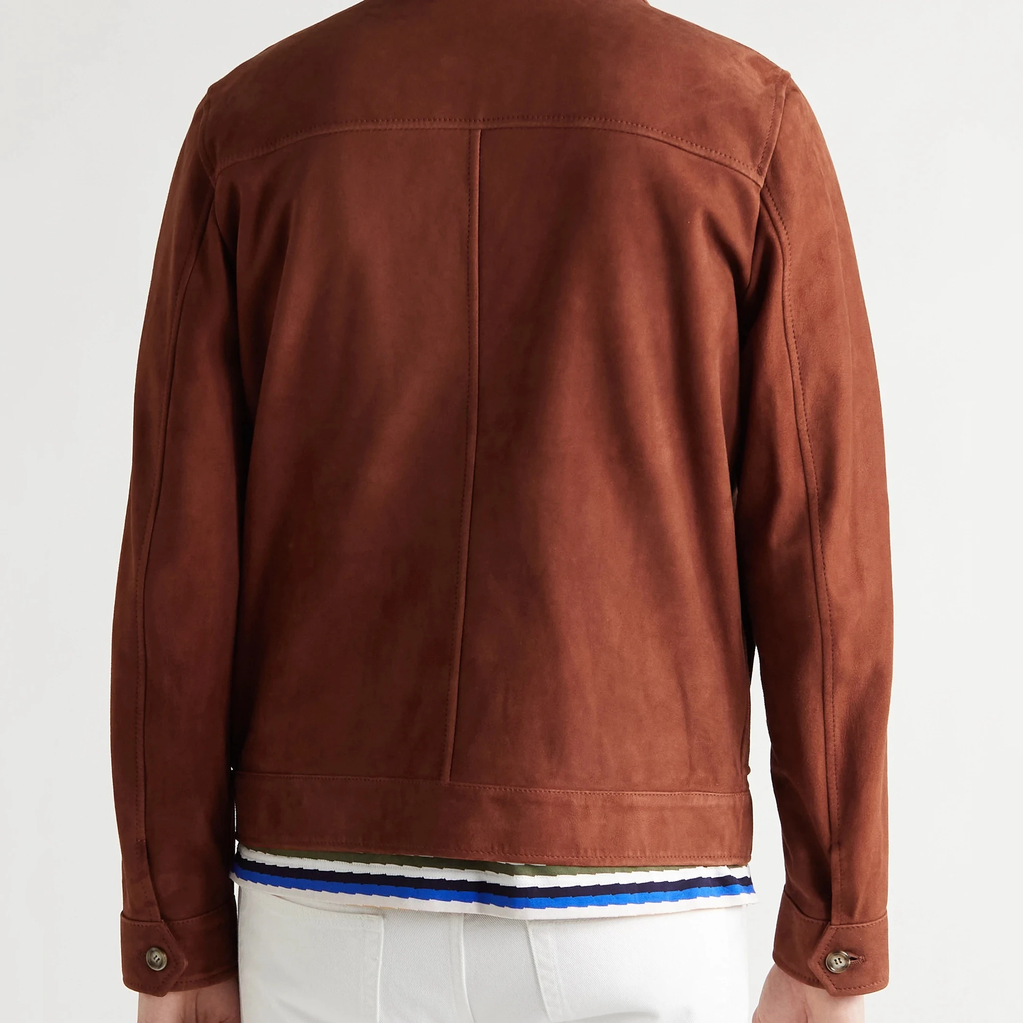 Custom men softshell trucker bomber suede jacket with two zip fastening