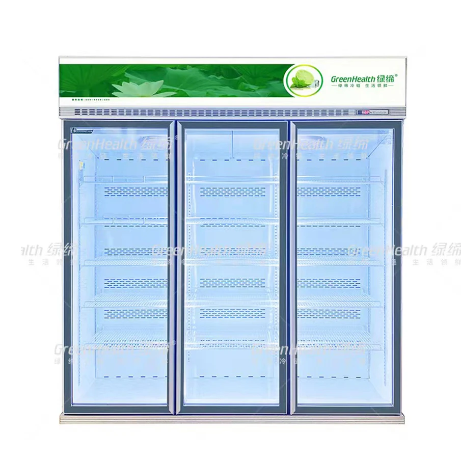 Frequency Conversion Double Glass Door Refrigerator Beverage Showcase Cooler Supermarket Chiller