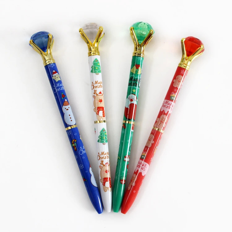 O&Q Shining crystal big diamond pen wholesale 0.7mm blue cute ball pen ECO plastic pens with logo for school and office business