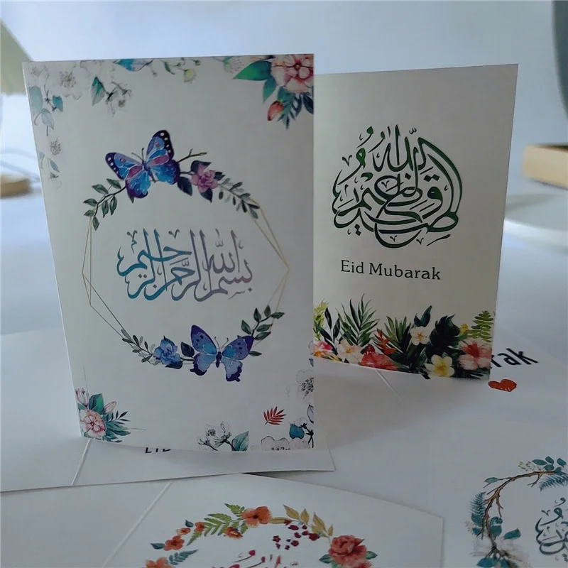 2023 new arrival Ramadan eid mubarak card with envelope sticker 6 pcs/1set accept customize blank greeting card