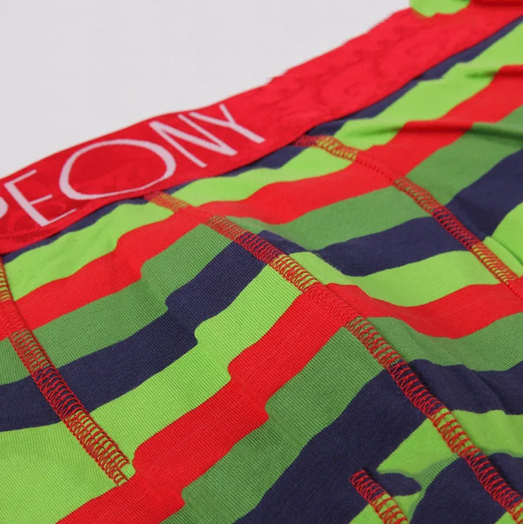 
Printed stripe organic fabric custom logo briefs men cotton boxer underwear 