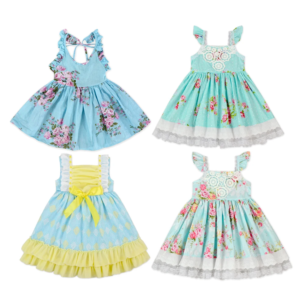 22 Styles Of Strip Sleeve Frocks Dress bY Digital Print Customization baby girl boutique clothing Summer party girl dress