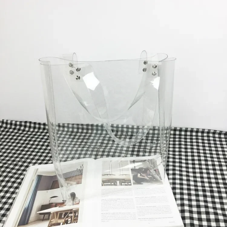 YASEN PVC Handbag Hologram Beach Shoulder Bag Women Personality Jelly Tote Female Fashion Clear PVC Bag Transparent Silkscreen