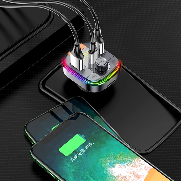 Car Charger 2 Port Dual USB Charger Fast Car Charger Adapter Stereo Audio Receiver FM Transmitter