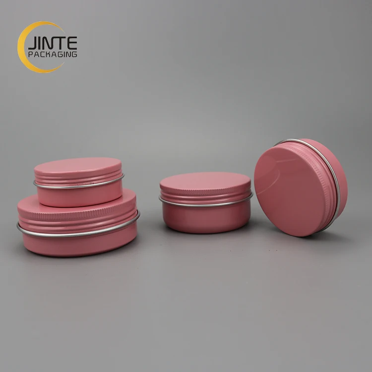 Factory Matte Pink Metal Packing Tin Can For Cosmetics Aluminum Packaging Container Tins Jars For Cream
