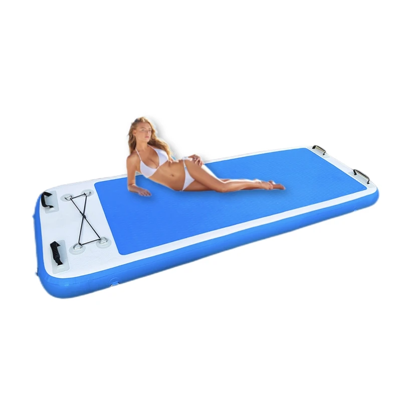 Leisure Land Inflatable Swim Yoga Island Floating Raft Inflatable Jet Ski Dock Floats Platform With Ladder