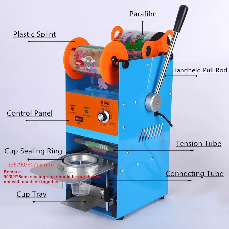 Электрическая ручная пластиковая машина для запечатывания стаканчиков для коммерческого использования