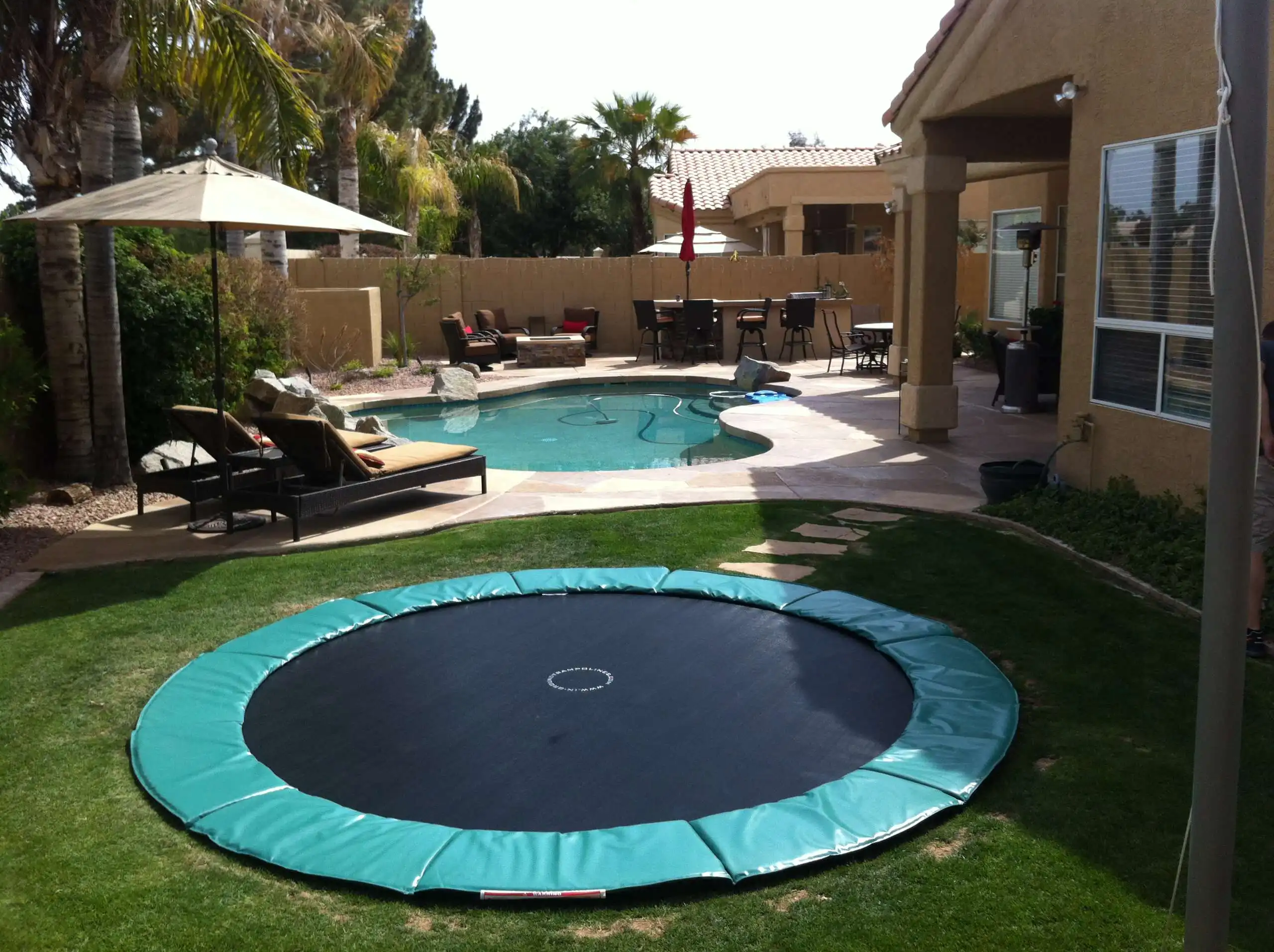 In-Ground  rectangular Trampoline and Enclosure