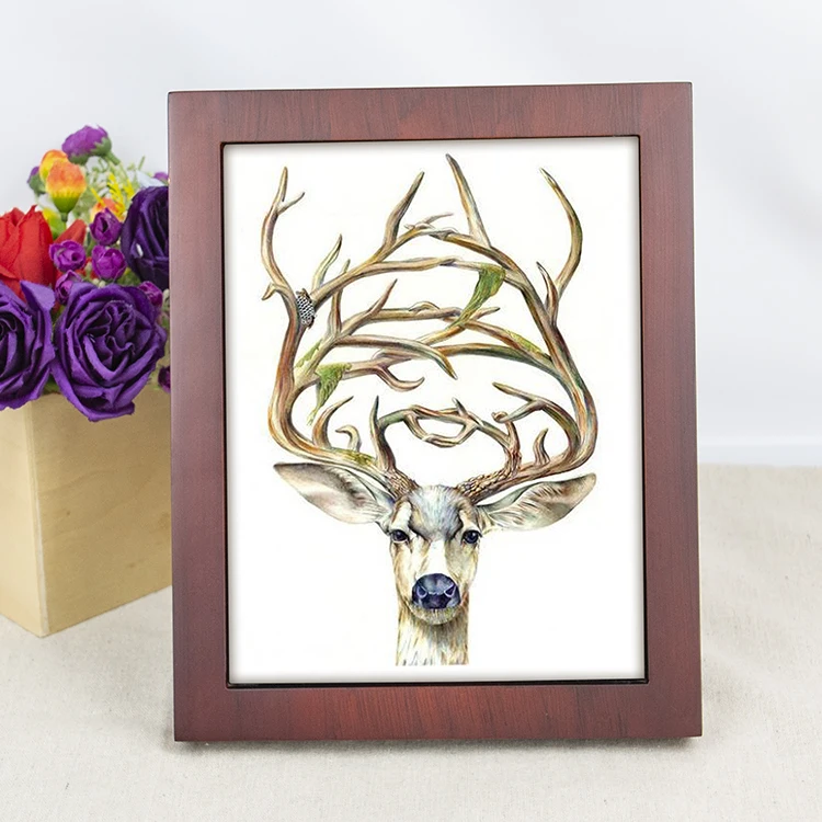 Wholesale A4 Custom Poster Or Picture Frame Wall Creative 12x16 Inch Wood Frame display frame with stand for home decor