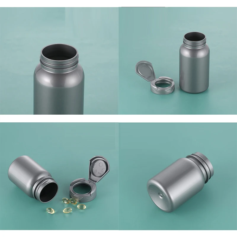 Wholesale Customization 80ml 120ml 200ml 225ml Empty PET Plastic health product bottles flip cover capsule/pill medicine bottles