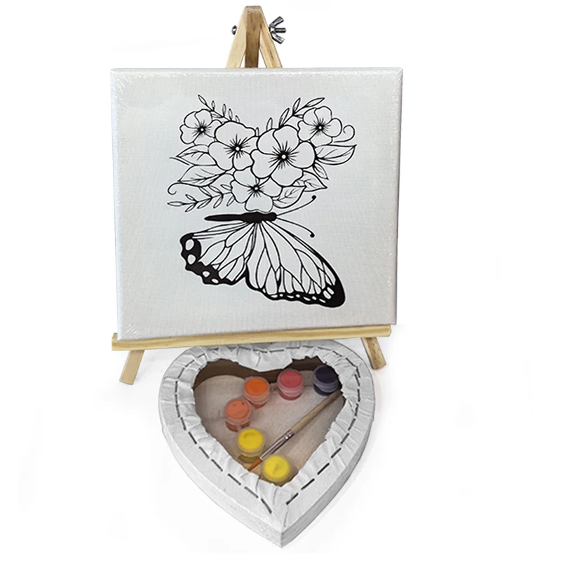 Tercel Creative Multi Design Diy Canvas Painting Kids Painting Set Kit Pre Drawn with Brush Art Kit for Kids Color Filling