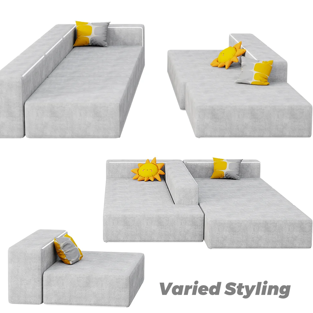 Newly Arrival 12-piece Set Foldable Children Playroom Mattress Kids Play Couch Home Furniture Folding Foam Sofa Couch