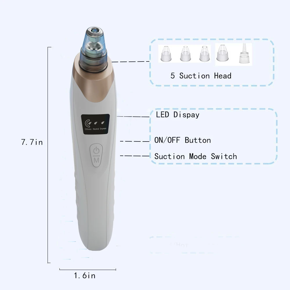 Pore Cleaner Blackhead Remover Vacuum Face Skin Care Suction Black Head Black Dots Blackheads Pimples Removal Deep Cleaning Tool