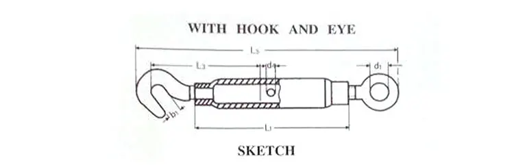 High Quality Free Sample Hot Dip Galvanized Steel Turnbuckle Jis Frame M10 Hook Turnbuckle