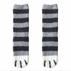 plush coral fleece socks female tube socks autumn and winter cat claws cute thick warm sleeping floor sleep socks for lady