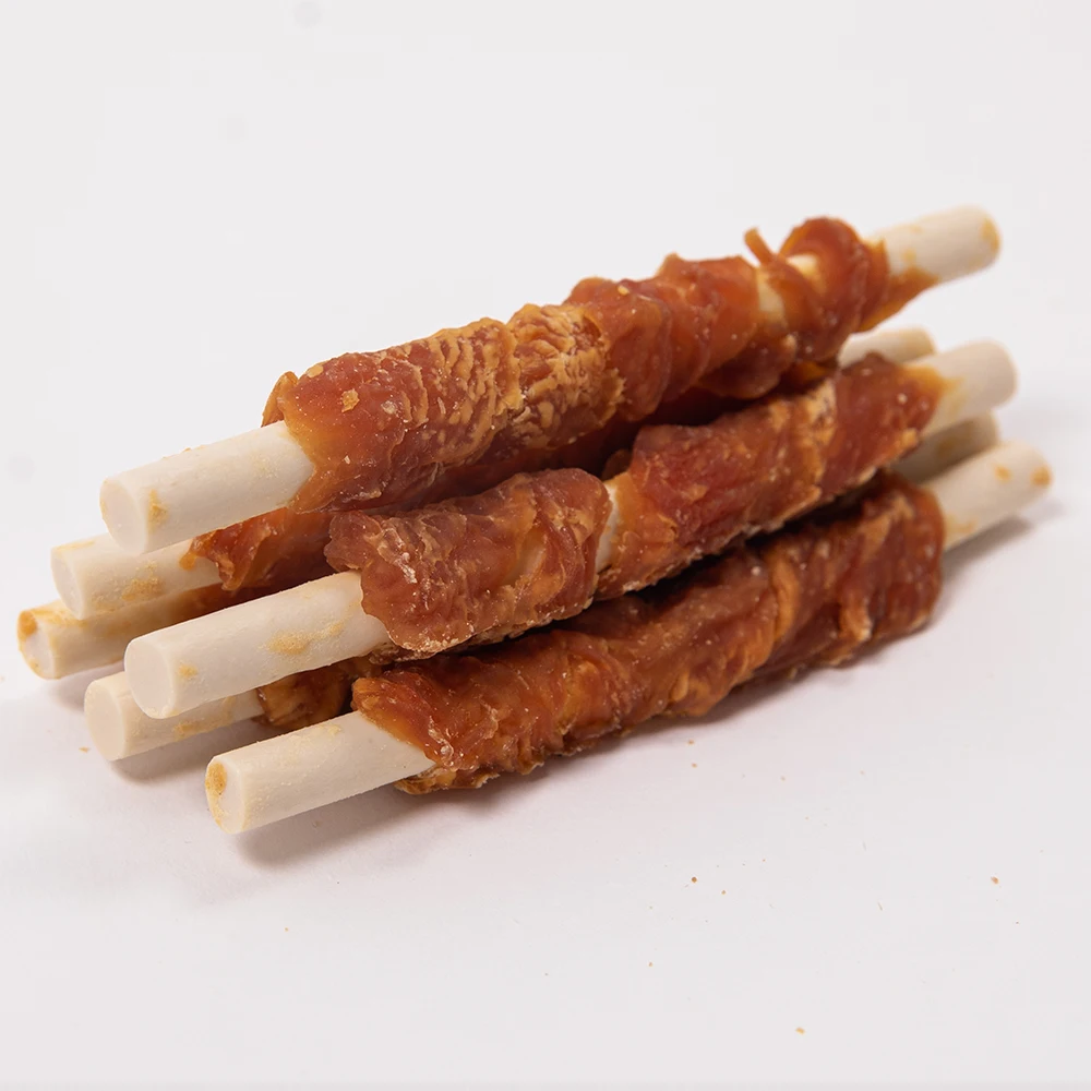 Wholesale Rawhide Stick With Chicken Wrap Dog Food Dog Chews Bully Sticks Treats Training Snacks