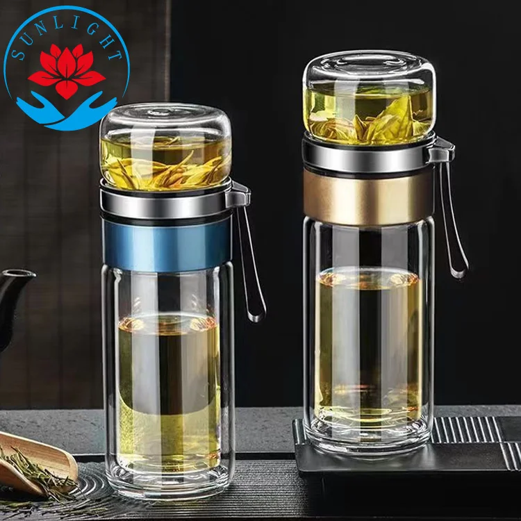 Factory   Price   Glass Tea Infuser Water Bottle  Eco Friendly Products 2023 Tea Infuser Bottle Thick Glass