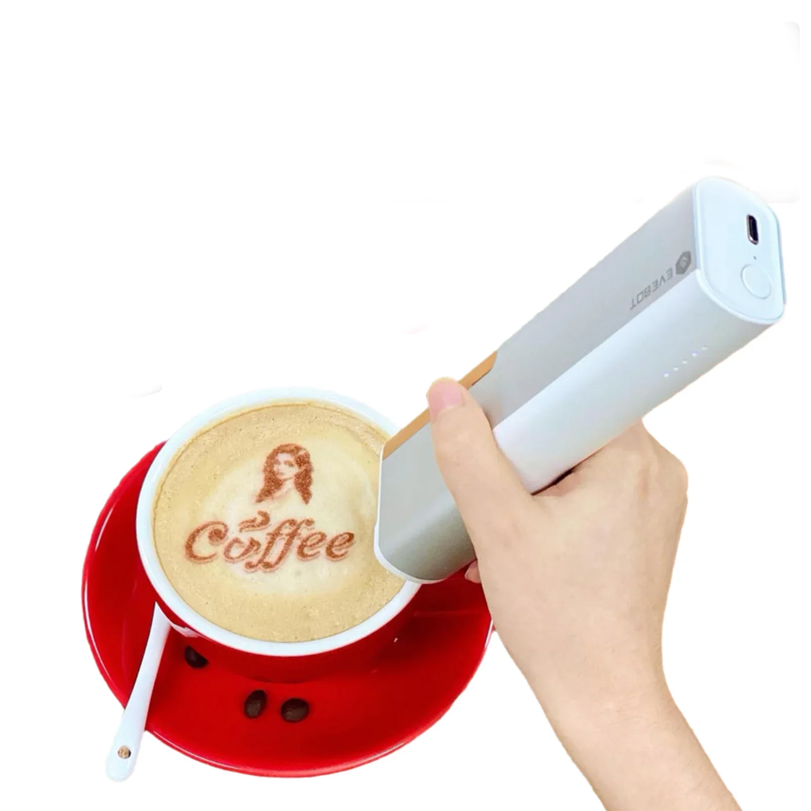 EVEBOT printpen Handheld Food Printer Portable Mini Coffee Latte Art Inkjet for DIY Patterns Design BT Wireless for Restaurants