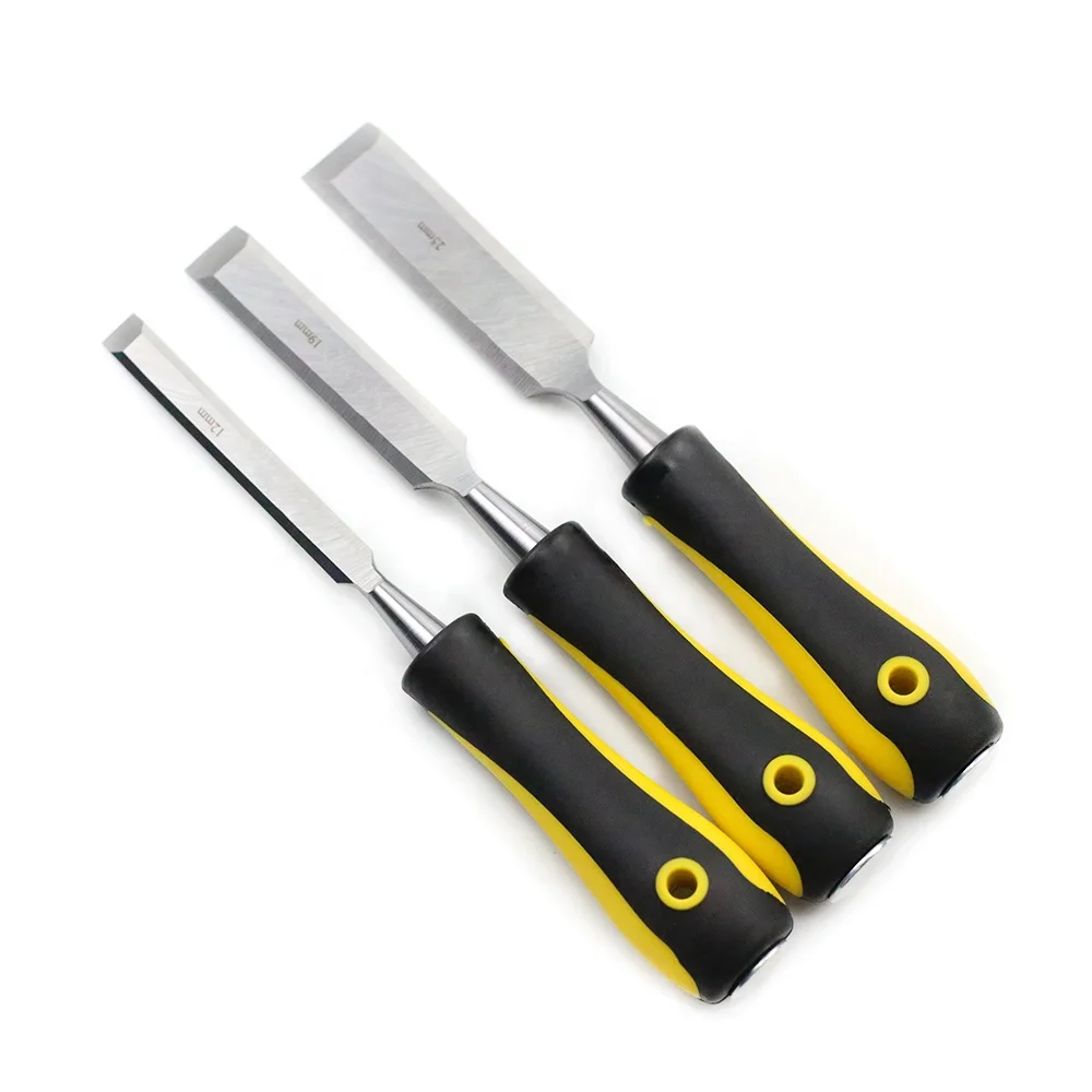 3pcs woodworking chisel set with double color TPR handle