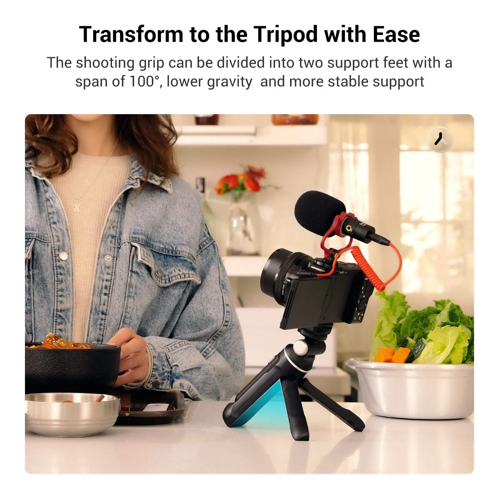 SmallRig Extendable Remote Wireless Camera Shooting Grip Vlogging Tripod Selfie Stick for Sony Canon Photo/Video/Zoom YouTube