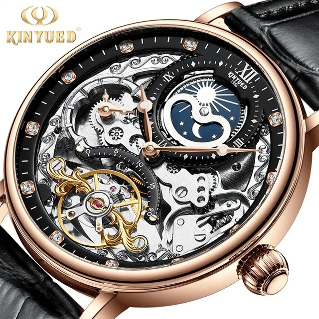 OEM ODM часы moon phase из натуральной кожи мужские Роскошные наручные reloj кварцевые