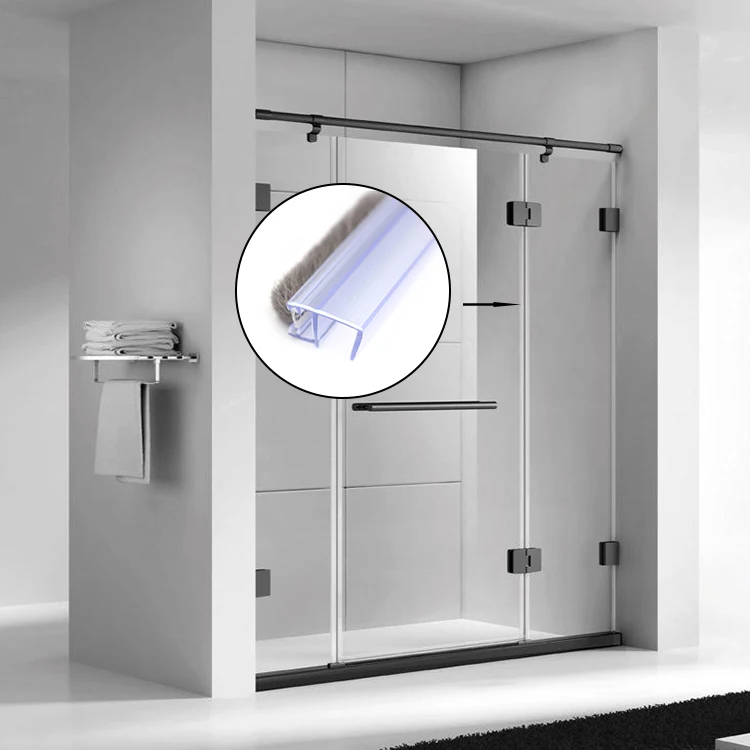 
High Quality PVC Bathroom Frameless Sliding Tempered Glass Door Waterproof Strip  (1600258533973)