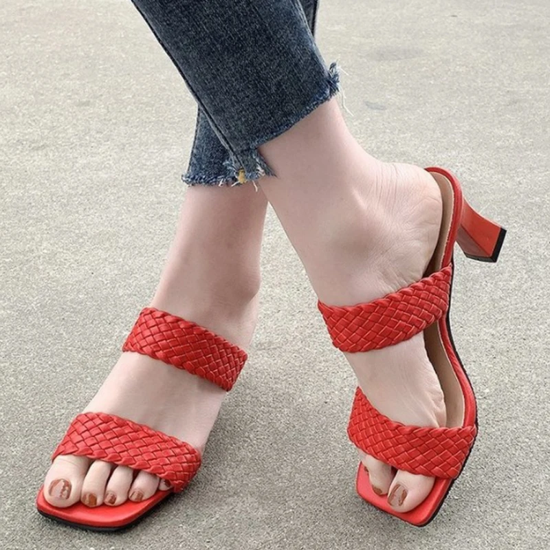 High Heel Slippers Manufacture Non-slip Women Lady PU Outdoor OEM Rubber