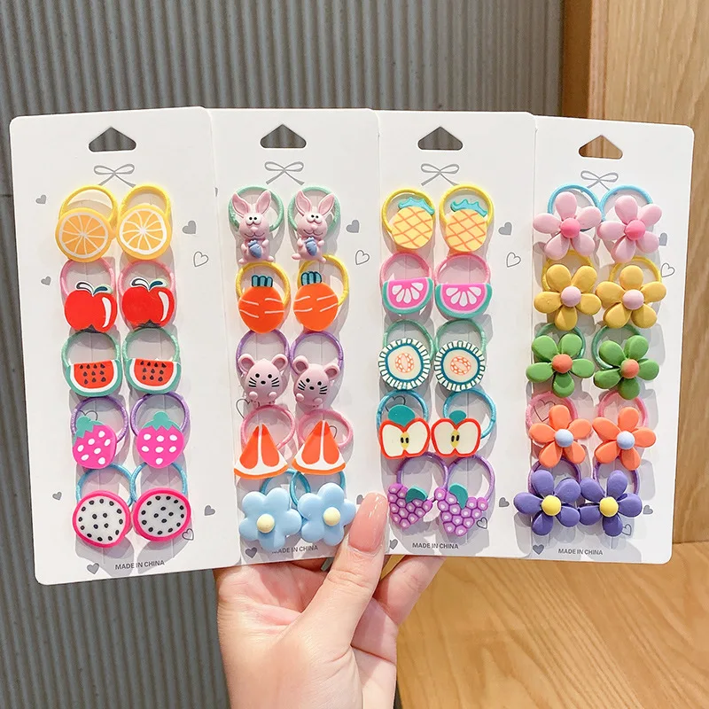 Baby Kids Girl Elastic Hair Band Accessories Hair Tie Set Multicolor Fruit Flower Rubber Cartoon Animal Hair Rope