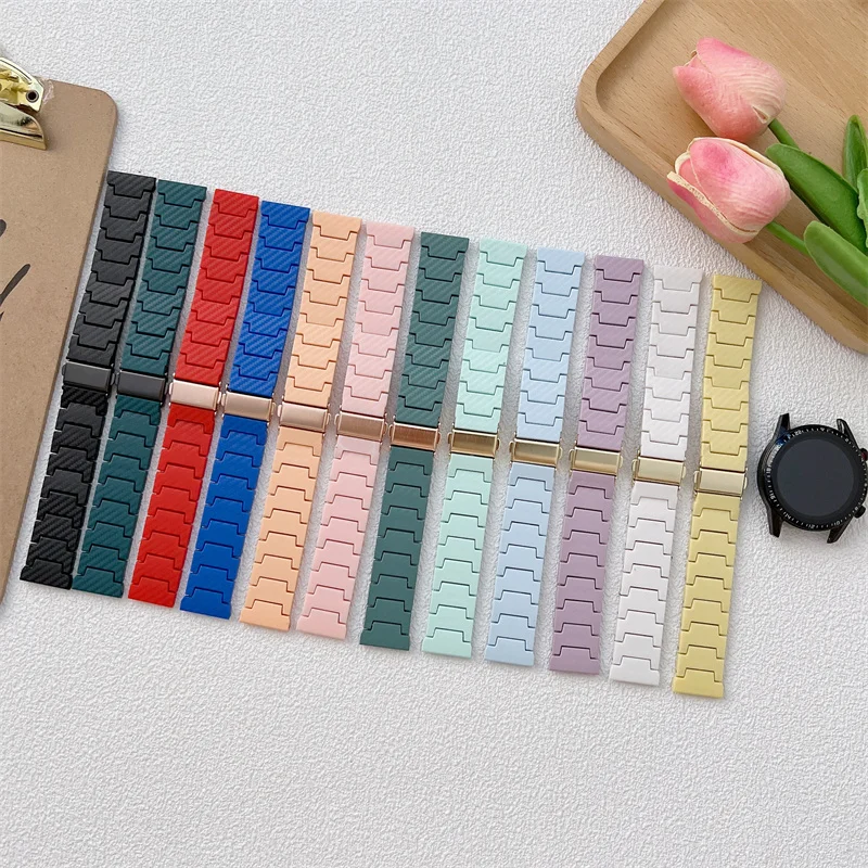 20mm 22mm carbon fiber grain plastic watch band for samsung galaxy watch 4 3 46mm 42mm active 2 40mm 44mm Huawei gt 2 watch band