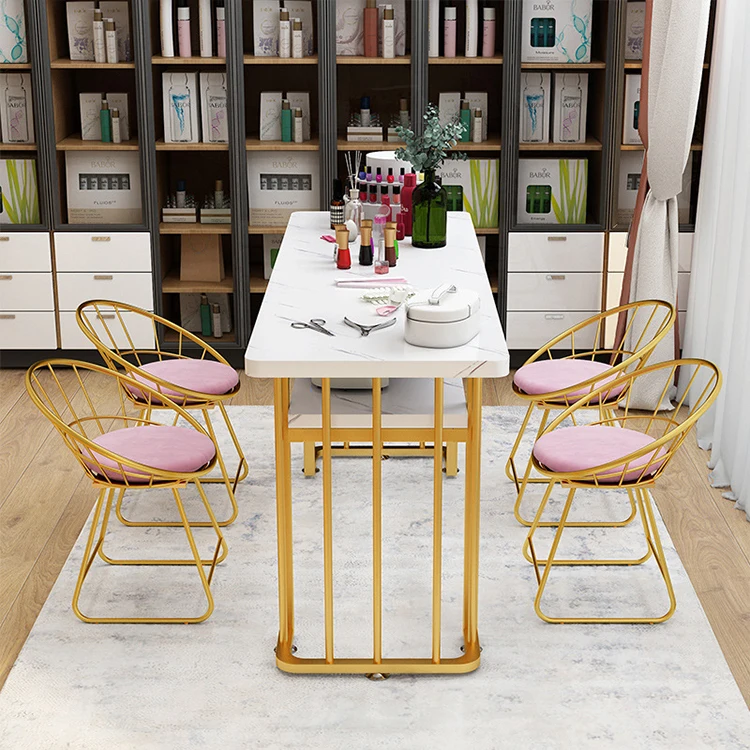  European Style Manicure Table Luxury Square Small Nail Furniture Set Simple Economic