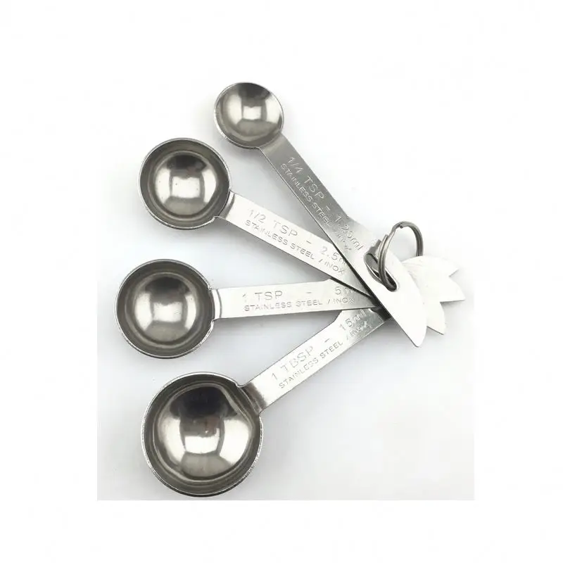 4pcs metal measuring spoons stainless steel measuring scoops bulk factory price measuring spoon