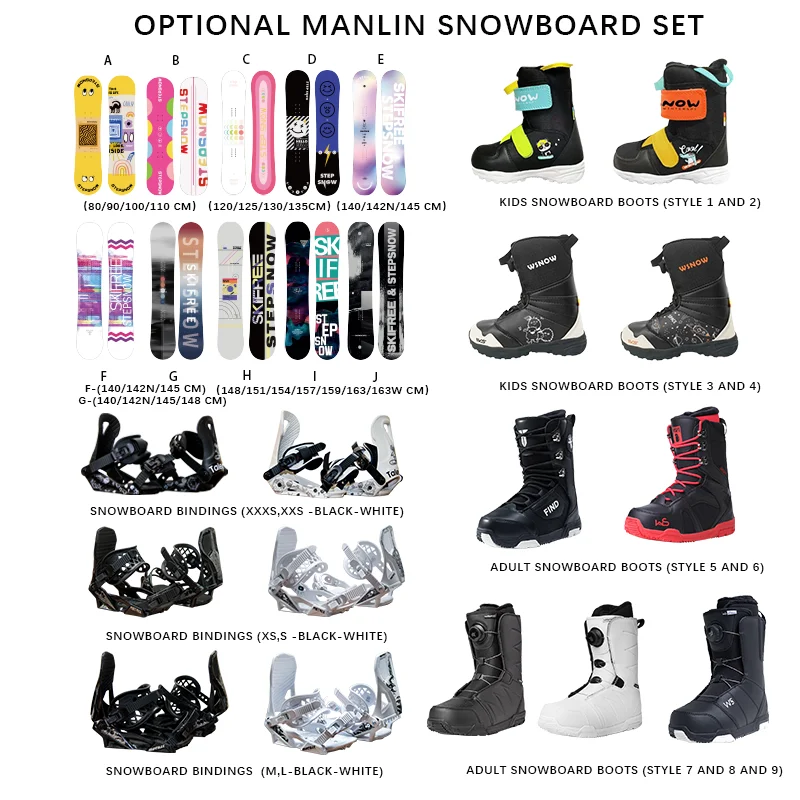 Professional Manufacturer Snowboards & Skis Beginner Snowboard Bindings Boots Set  Winter Sports For Women