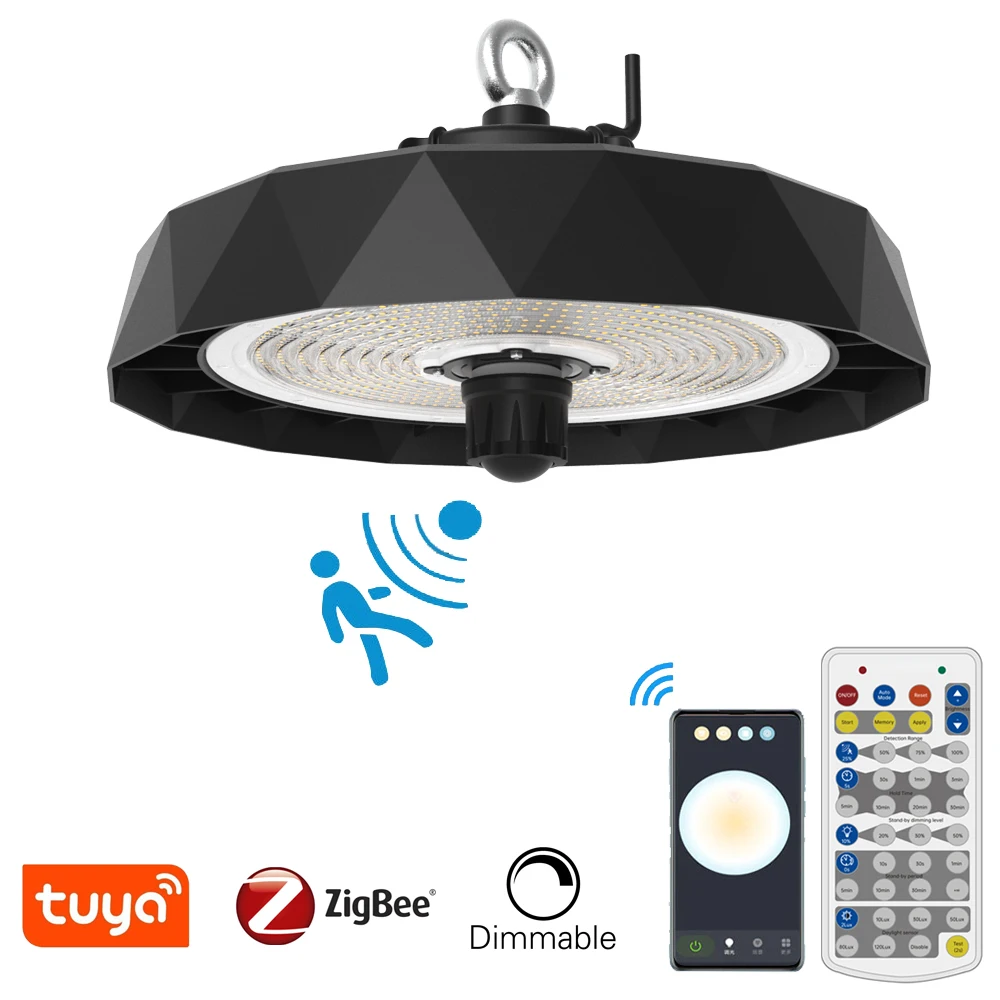 Industrial Sensor Motion Warehouse Smart Zigbee Waterproof Ip65 100w 150w 200w 240w Smd UFO Led Highbay High Bay Light