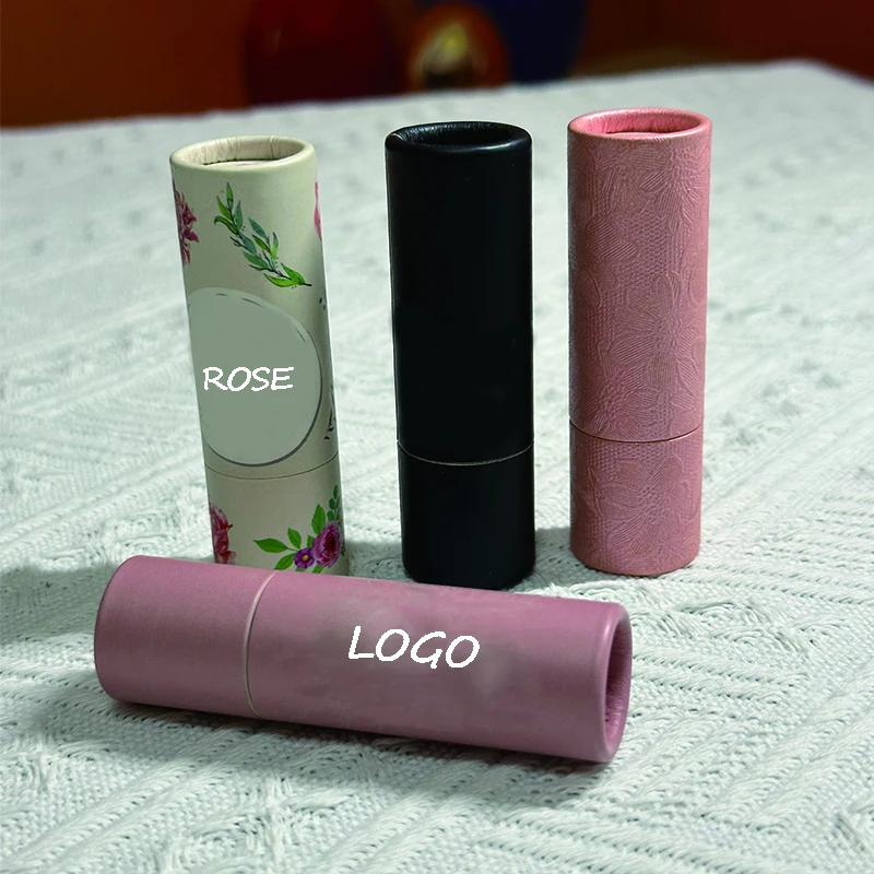 Custom Environmental Luxury Craft Paper Lipstick Packaging Empty Kraft Lip Balm Tube with Stamping for Cosmetics
