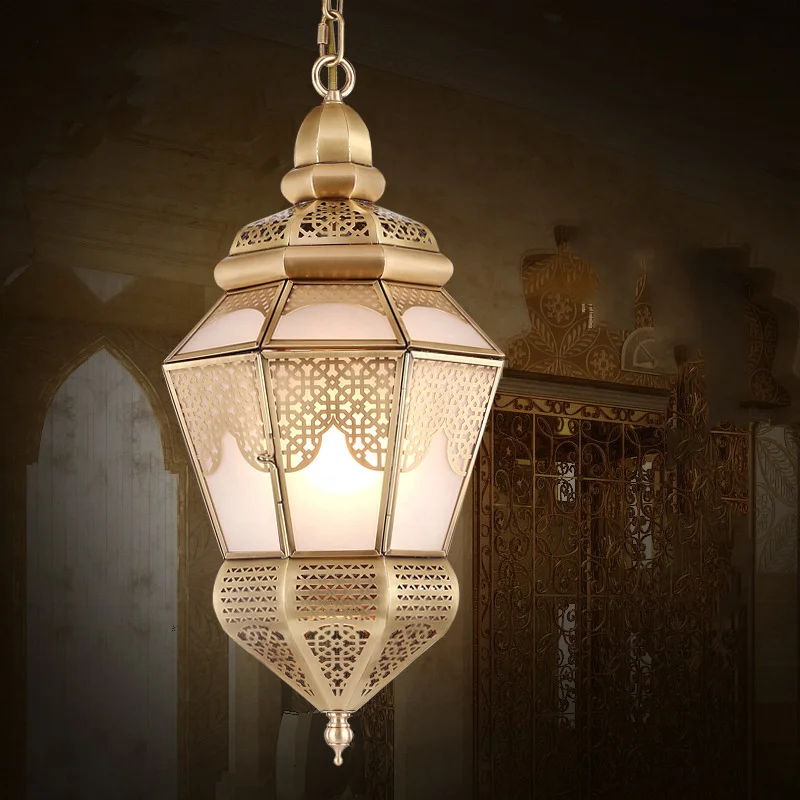 Современная светодиодная люстра, освещение интерьера, медная люстра, Юго-Восточная Азия, Арабская мусульманская декоративная лампа в винтажном стиле