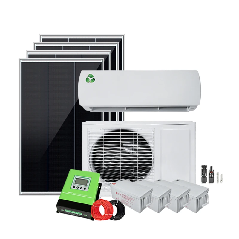 solar off grid  DC48V inverter type air conditioner 12000btu one set with solar panel battery controller for household  use