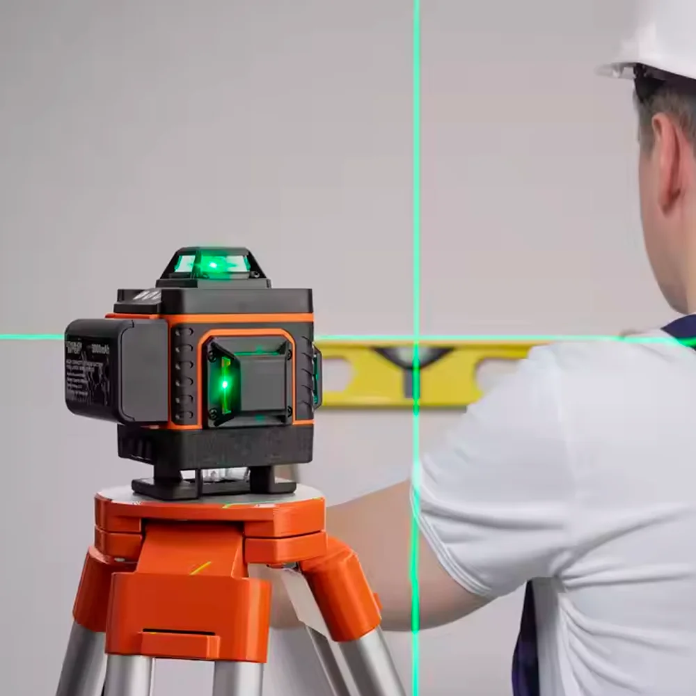 Multifunctional 16 Line 4D Laser Level Set with Two 3000mAh Lithium Batterie Accessories Rotar Level Machine Hand Surveying Tool