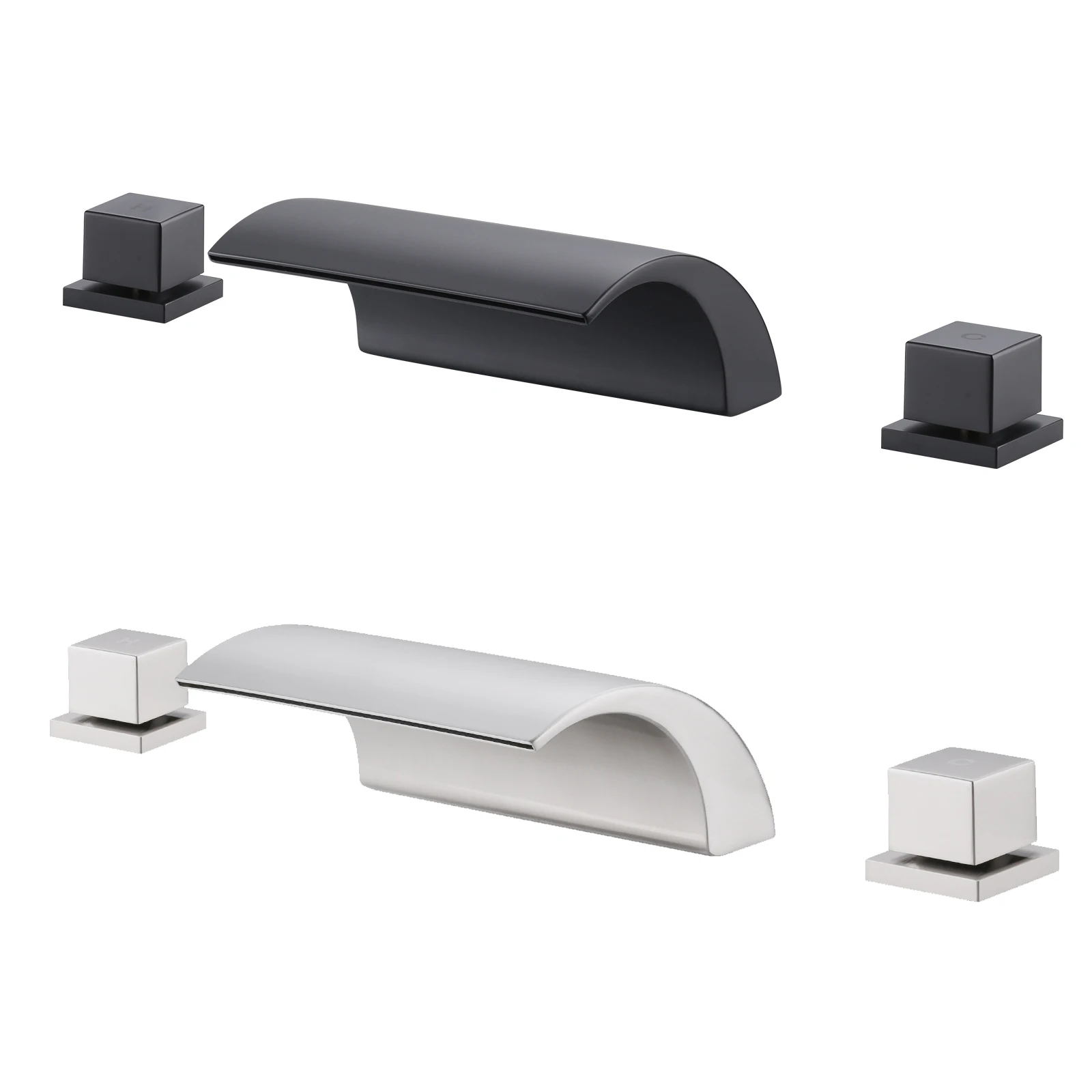 Bathtub Mixer Water Tap Deck Mounted 3-Holes Two Knob Handles  Bathroom Bathtub Faucet Set