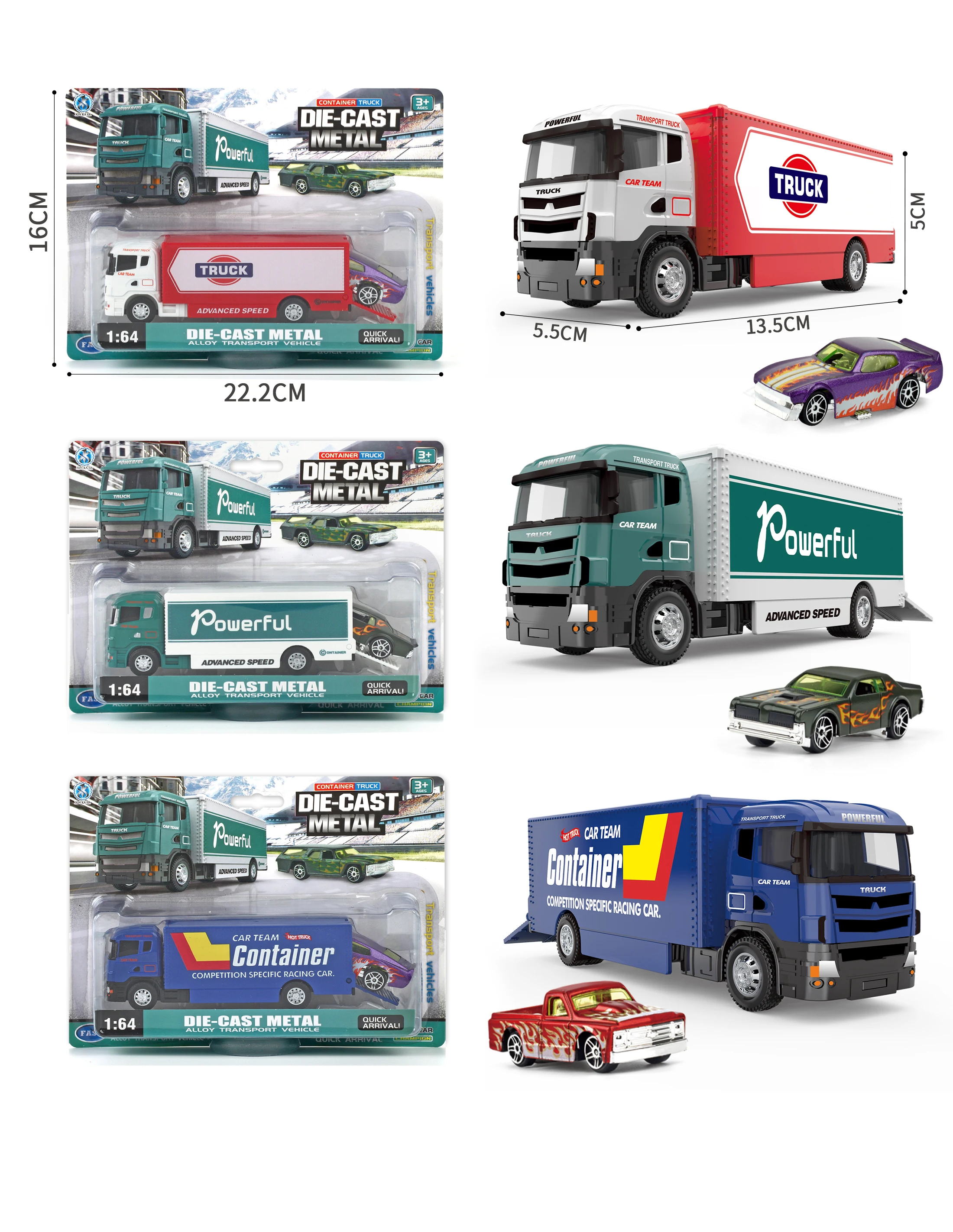 Diecast Alloy Truck Toy Car Model Removable Engineering Transport Container Lorry Vehicle With Light Pull Back Toy For Boys