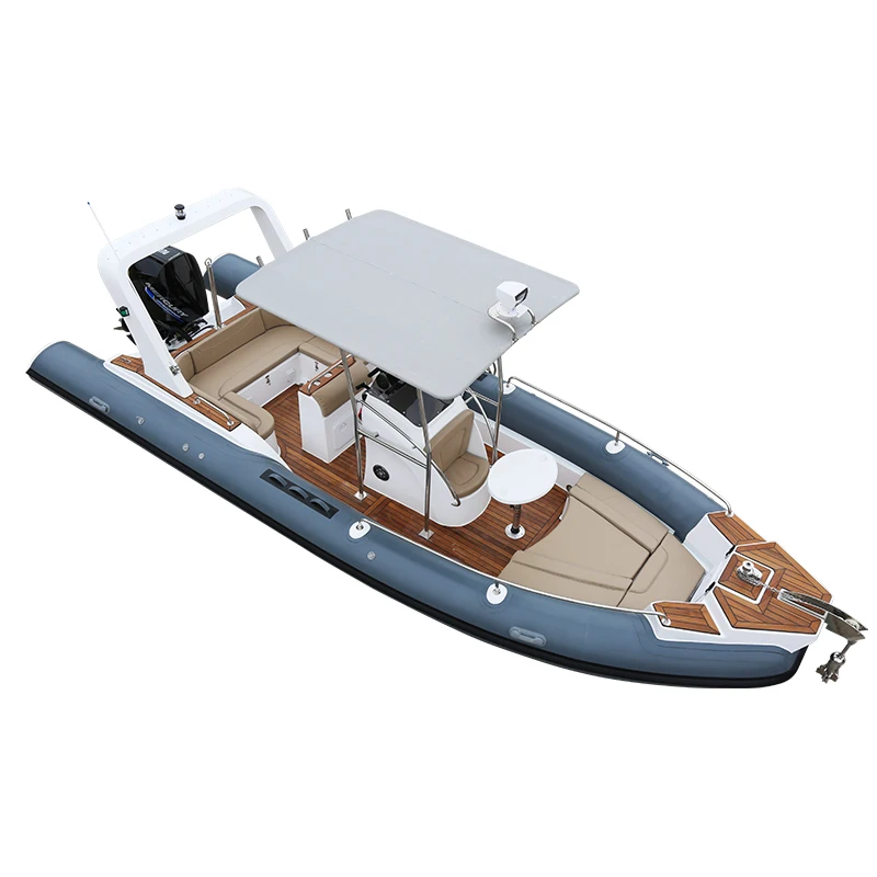 China Hot Sale RIB 760 Rigid Hull Hypalon Inflatable Fiberglass Rib Boat with Outboard Motor for Sale