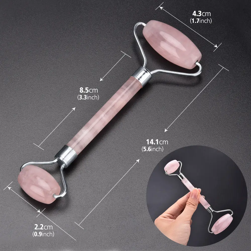 Professional Wholesale Facial Face Massager Rose Quartz Roller with Box