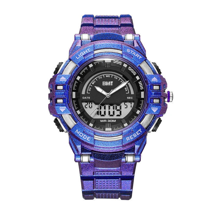 Wholesale good quality cheap fashion Lcd digital dual display watch sports waterproof 50m digital dual display watch for men