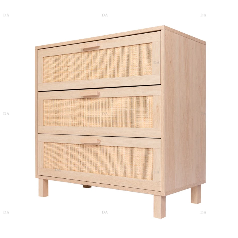 Плоский шкаф для хранения мебели, деревянный комод, 3 ящика, ротанговый комод