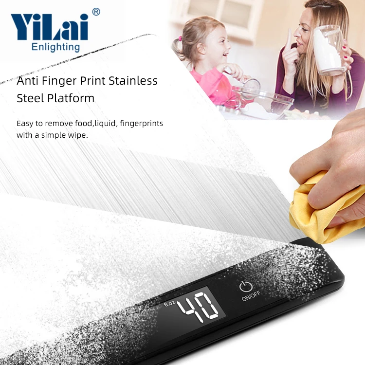 
Popular OEM Service Acceptable Stainless Steel Anti Finger Print Digital Smart Nutrition Kitchen Smart Food Weighing Scale 