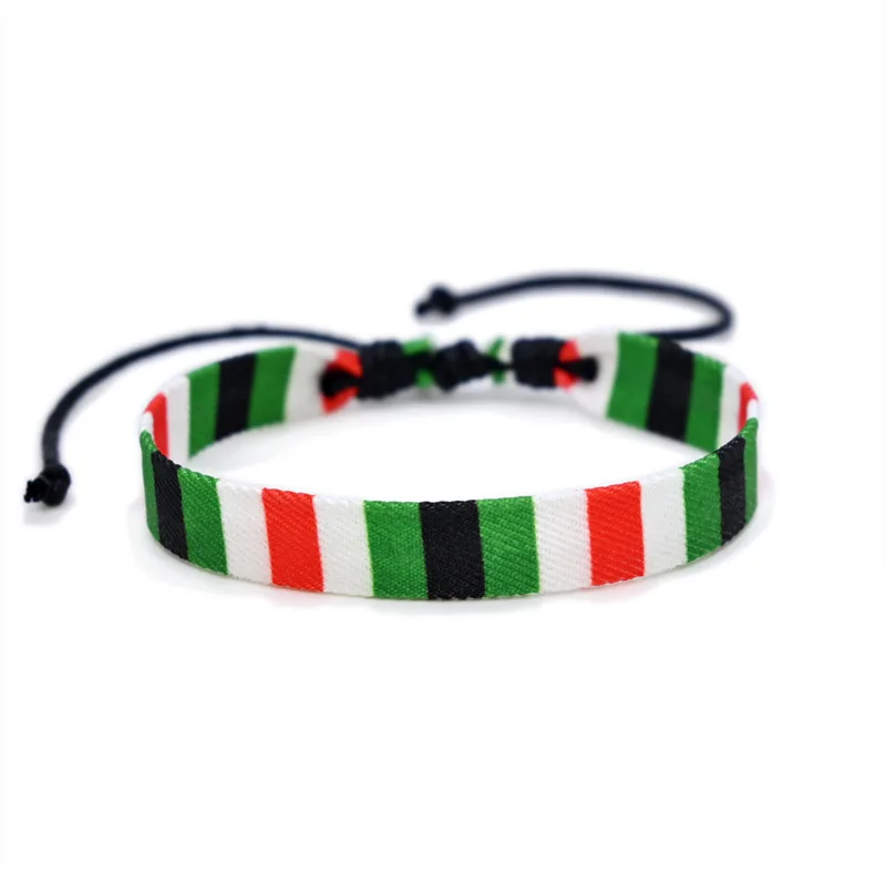 Ethnic Jewelry Wholesale Middle East Arabic Style Woven Rope Bracelet Watermelon Color Handmade Rope Cotton Bracelet