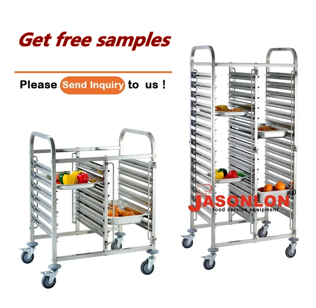 Stainless Steel Baking Customized size 10/15/18/20-Tier 1/1 GN Food Pan Racking Trolley  Gn Pan Bakery Tray Rack Trolley
